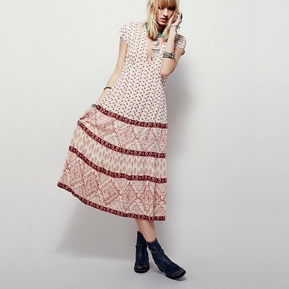 Free People Bella notte pink maxi dress size 10